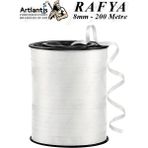 Artlantis Rafya Şerit Kurdela 1 Adet 8mm 200 Metre Rabant Rafya Renkli Hediye Paketleme Ipi Kurdela Balon Bağlama Ponpon Yapma - Beyaz