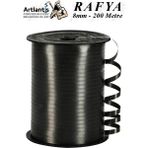 Artlantis Rafya Şerit Kurdela 1 Adet 8mm 200 Metre Rabant Rafya Renkli Hediye Paketleme Ipi Kurdela Balon Bağlama Ponpon Yapma - Siyah
