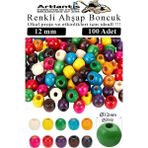 Artlantis Renkli Ahşap Boncuk 12MM 100 Lü 1 Paket Renkli Ahşap Boyalı Yuvarlak Doğal Boncuklar Saç Takı Tasarım Ektinlik Kreş Okul - Standart - Çok Renkli