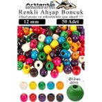 Artlantis Renkli Ahşap Boncuk 12MM 50 Li 1 Paket Renkli Ahşap Boyalı Yuvarlak Doğal Boncuklar Saç Takı Tasarım Ektinlik Kreş Okul - Standart - Çok Renkli