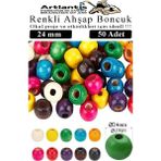 Artlantis Renkli Ahşap Boncuk 24MM 50 Li 1 Paket Renkli Ahşap Boyalı Yuvarlak Doğal Boncuklar Saç Takı Tasarım Ektinlik Kreş Okul - Standart - Çok Renkli