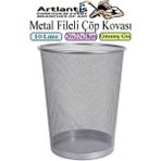Artlantis Renkli Çöp Kovası Paslanmaz Çelik Fileli 1 Adet Ofis Büro Okul Çöp Kovası Metal Delikli Kolay Kullanım - Gümüş - Gri - Standart