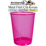 Artlantis Renkli Çöp Kovası Paslanmaz Çelik Fileli 1 Adet Ofis Büro Okul Çöp Kovası Metal Delikli Kolay Kullanım - Pembe - Standart
