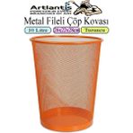 Artlantis Renkli Çöp Kovası Paslanmaz Çelik Fileli 1 Adet Ofis Büro Okul Çöp Kovası Metal Delikli Kolay Kullanım - Turuncu - Standart