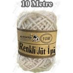 Artlantis Renkli Jüt Ipi 10 Metre 1 Paket Hasır Ip Mumlu Kırnap Iplik Kendir Ip Doğal Renkli Ip Hediye Süsleme - Krem