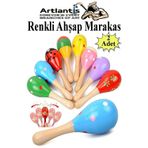 Artlantis Renkli Marakas 2 Adet 19 cm Renkli Çıngıraklar Eğlenceli Müzik Aksesuarları Çocuk Eğitici Oyuncak Marakas Renkli