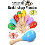 Artlantis Renkli Marakas 6 Adet 19 cm Renkli Çıngıraklar Eğlenceli Müzik Aksesuarları Çocuk Eğitici Oyuncak Marakas Renkli
