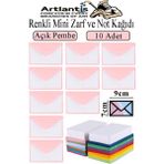 Artlantis Renkli Mini Zarf 7x9 cm Not Kağıtlı 10 Adet Küçük Renkli Zarf Mektup Oyun Zarfı Doğum Günü Dilekleri Zarfı Canlı Renkler - Açık Pembe