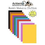 Artlantis Renkli Mukavva 10 Renk 35x50 cm 1 Paket Sert Renkli Karton 1.0 mm Okul Okul Öncesi Anasınıfı Hobi Etkinlik