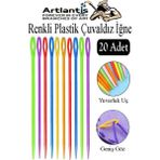 Artlantis Renkli Plastik Çuvaldız Yün Iğnesi 24 cm 20 Adet Plastik Dikiş Iğnesi Yün Örgü Dikme Iplik Iğne Dokuma Iğnesi - Standart