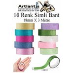 Artlantis Renkli Simli Bant 10 Adet 1 Paket 10 Lu Simli Holgramlı Metalik Hobi Işıltılı Bantı Hediye Dekoratif Çok Renkli