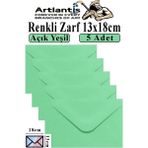 Artlantis Renkli Zarf 13X18 cm 5 Adet Renkli Mektup Zarfı Renkli Davetiye Zarfı Kartpostal Çekiliş Hediye Zarfı - Açık Yeşil