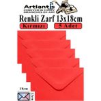 Artlantis Renkli Zarf 13X18 cm 5 Adet Renkli Mektup Zarfı Renkli Davetiye Zarfı Kartpostal Çekiliş Hediye Zarfı - Kırmızı