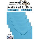 Artlantis Renkli Zarf 13X18 cm 5 Adet Renkli Mektup Zarfı Renkli Davetiye Zarfı Kartpostal Çekiliş Hediye Zarfı - Mavi