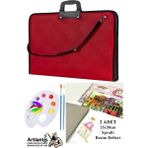 Artlantis Resim Çantası 35X50 cm Resim Defteri Palet Fırça Seti 1 Paket Kırmızı Resim Proje Çantası Fermuarlı Kulplu 37X54 cm - Standart - 35x50cm