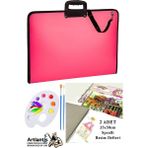 Artlantis Resim Çantası 35X50 cm Resim Defteri Palet Fırça Seti 1 Paket Pembe Resim Proje Çantası Fermuarlı Kulplu 37X54 cm - Standart - 35x50cm