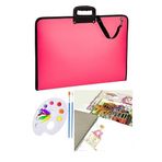 Artlantis Resim Çantası 35x50 cm Resim Defteri Palet Fırça Seti 1 Paket Pembe Resim Proje Çantası Fermuarlı Kulplu 37x54 cm