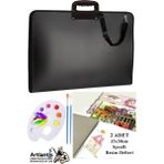 Artlantis Resim Çantası 35X50 cm Resim Defteri Palet Fırça Seti 1 Paket Siyah Resim Proje Çantası Fermuarlı Kulplu 37X54 cm - Standart - 35x50cm