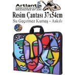 Artlantis Resim Çantası Desenli Kumaş 37X54 cm 1 Adet Teknik Resim Dosya Çantası 35X50 cm Askılı Proje Çantası Fermuarlı Okul Sınıf - Çok Renkli