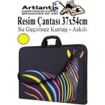 Artlantis Resim Çantası Desenli Kumaş 37X54 cm 1 Adet Teknik Resim Dosya Çantası 35X50 cm Askılı Proje Çantası Fermuarlı Okul Sınıf - Sarı