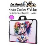 Artlantis Resim Çantası Desenli Kumaş 37x54 cm 1 Adet Teknik Resim Dosya Çantası 35x50 cm Askılı Proje Çantası