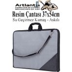 Artlantis Resim Çantası Kumaş 37X54 cm 1 Adet Teknik Resim Dosya Çantası 35X50 cm Askılı Bez Proje Çantası Fermuarlı Okul Sınıf - Gri
