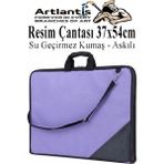 Artlantis Resim Çantası Kumaş 37X54 cm 1 Adet Teknik Resim Dosya Çantası 35X50 cm Askılı Bez Proje Çantası Fermuarlı Okul Sınıf - Lila