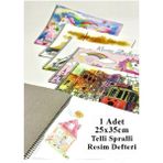 Artlantis Resim Defteri 15 Yaprak 25X35 cm 1 Adet Spiralli Orta Boy Telli Resim Defteri Karton Kapak 110 gr Öğrenci Okul - Beyaz