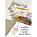 Artlantis Resim Defteri 15 Yaprak 35X50 cm 6 Adet Spiralli Büyük Boy Resim Defteri Karton Kapak 110 gr Öğrenci Okul - Beyaz - Standart