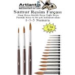 Artlantis Resim Fırçası 1 - 3 - 5 Numara 1 Paket 3 Lü Samur Yuvarlak Uçlu Fırça Seti Guaj Sulu Akrilik Yağlı Boya Fırçaları - Standart - Naturel