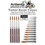 Artlantis Resim Fırçası 2 Numara 5 li 1 Paket Samur Yuvarlak Uçlu Fırça Seti Guaj Sulu Akrilik Yağlı Boya Fırç