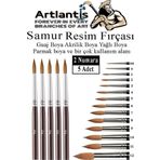 Artlantis Resim Fırçası 2 Numara 5 li 1 Paket Samur Yuvarlak Uçlu Fırça Seti Guaj Sulu Akrilik Yağlı Boya Fırçaları