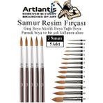 Artlantis Resim Fırçası 3 Numara 5 Li 1 Paket Samur Yuvarlak Uçlu Fırça Seti Guaj Sulu Akrilik Yağlı Boya Fırçaları - Standart - Naturel