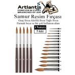 Artlantis Resim Fırçası 4 Numara 5 li 1 Paket Samur Yuvarlak Uçlu Fırça Seti Guaj Sulu Akrilik Yağlı Boya Fırç