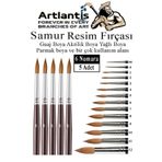 Artlantis Resim Fırçası 6 Numara 5 li 1 Paket Samur Yuvarlak Uçlu Fırça Seti Guaj Sulu Akrilik Yağlı Boya Fırç
