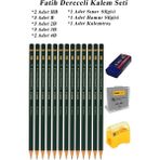Artlantis Resim Kalemi Fatih Dereceli Kalem Seti Karakalem Seti Hb B 2b 3b 4b 5b 6b 16'lı Set Sınav Silgisi ve Hamur Silgi Kalemtraş