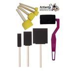 Artlantis Rulo Kesik Uçlu ve Tampon Sünger Fırça Seti 8 Parça 1 Paket Ponpon Akrilik Boya Yağlı Boya Guaj Boya Sulu Boya Sanatsal