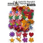 Artlantis Şekilli Eva Yapışkanlı 100 Lü 1 Paket Kendinden Yapışkanlı Eva Sticker Kalp Yıldız Okul Öncesi Kreş Ana Okulu Süsleme Çok Renkli