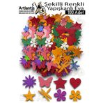 Artlantis Şekilli Eva Yapışkanlı 100 lü 1 Paket Kendinden Yapışkanlı Eva Sticker Kalp Yıldız Okul Öncesi Kreş
