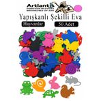 Artlantis Şekilli Eva Yapışkanlı 50 li 1 Paket Kendinden Yapışkanlı Eva Sticker Okul Öncesi Kreş Ana Sınıfı Et