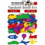 Artlantis Şekilli Eva Yapışkanlı Araçlar 100 Lü 1 Paket Kendinden Yapışkanlı Eva Sticker Okul Öncesi Kreş Ana Sınıfı - Kırmızı