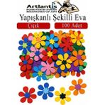 Artlantis Şekilli Eva Yapışkanlı Çiçek 100 Lü 1 Paket Kendinden Yapışkanlı Eva Sticker Okul Öncesi Kreş Ana Sınıfı - Turuncu