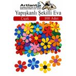 Artlantis Şekilli Eva Yapışkanlı Çiçek 100 lü 1 Paket Kendinden Yapışkanlı Eva Sticker Okul Öncesi Kreş Ana Sınıfı
