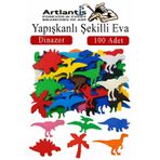 Artlantis Şekilli Eva Yapışkanlı Dinazor 100 lü 1 Paket Kendinden Yapışkanlı Eva Sticker Okul Öncesi Kreş Ana Sınıfı