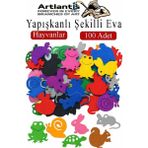 Artlantis Şekilli Eva Yapışkanlı Hayvan 100 Lü 1 Paket Kendinden Yapışkanlı Eva Sticker Okul Öncesi Kreş Ana Sınıfı - Mor