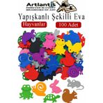 Artlantis Şekilli Eva Yapışkanlı Hayvan 100 lü 1 Paket Kendinden Yapışkanlı Eva Sticker Okul Öncesi Kreş Ana Sınıfı