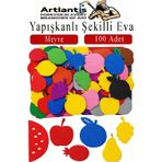 Artlantis Şekilli Eva Yapışkanlı Meyve 100 lü 1 Paket Kendinden Yapışkanlı Eva Sticker Okul Öncesi Kreş Ana Sınıfı