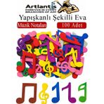Artlantis Şekilli Eva Yapışkanlı Müzik 100 lü 1 Paket Kendinden Yapışkanlı Eva Sticker Okul Öncesi Kreş Ana Sınıfı