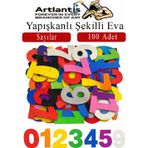 Artlantis Şekilli Eva Yapışkanlı Sayılar 100 lü 1 Paket Kendinden Yapışkanlı Eva Sticker Okul Öncesi Kreş Ana Sınıfı