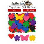 Artlantis Şekilli Eva Yapışkanlı Set-1 100 lü 1 Paket Kendinden Yapışkanlı Eva Sticker Okul Öncesi Kreş Ana Sı